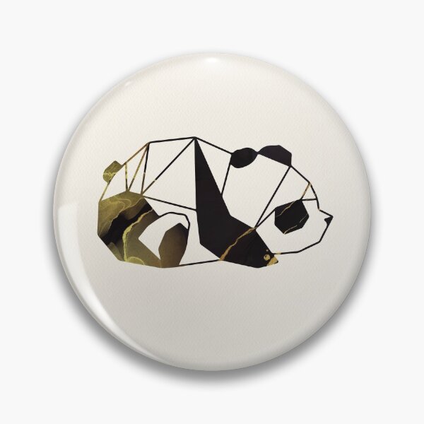 Black and Gold Geometric Panda Pin