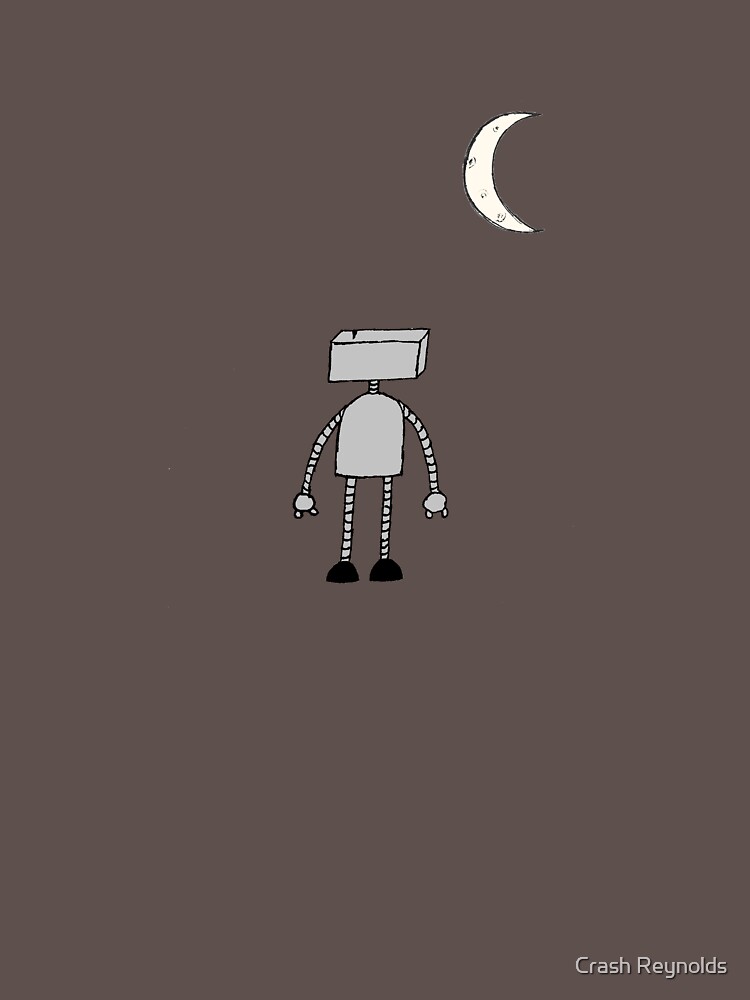 Robot Staring Up At Moon by indeliblecrash