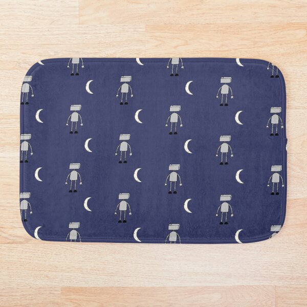 Robot Staring Up At Moon Bath Mat