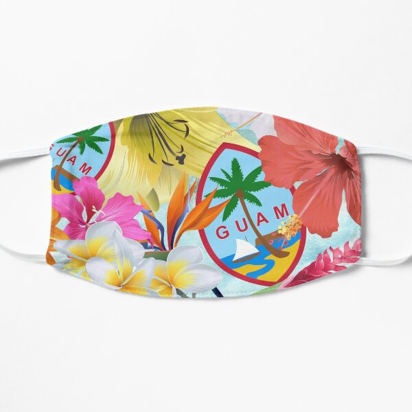 Guam Hibiscus and Tropical Flowers Flat Mask