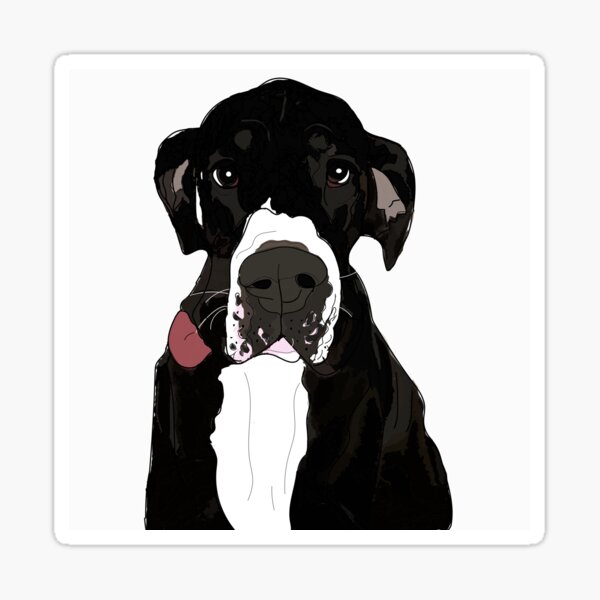 Great Dane Dog (black w/pink tongue) Sticker