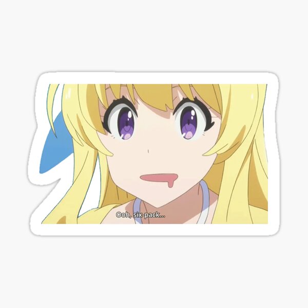""Ooh, six pack..." Anime Girl" Sticker by kawaiicrossing | Redbubble