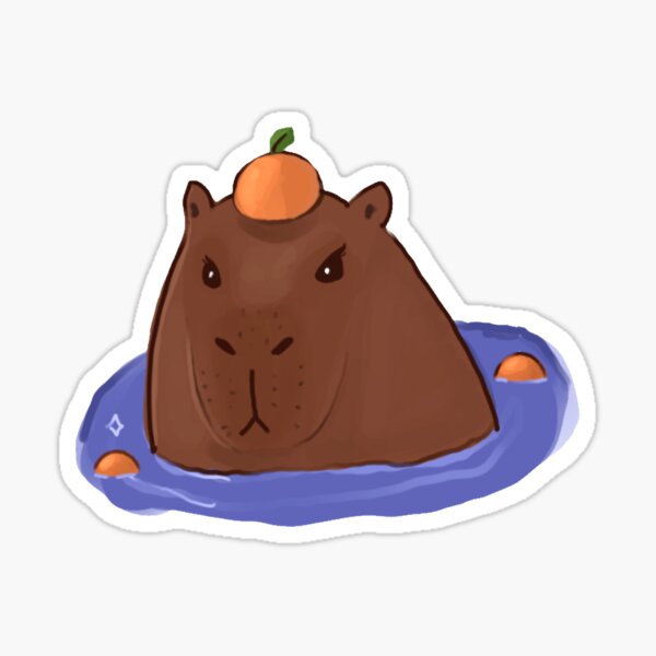 Капибара фото печать для торта "Capybara Bath" Sticker for Sale by Pawpig Redbubble