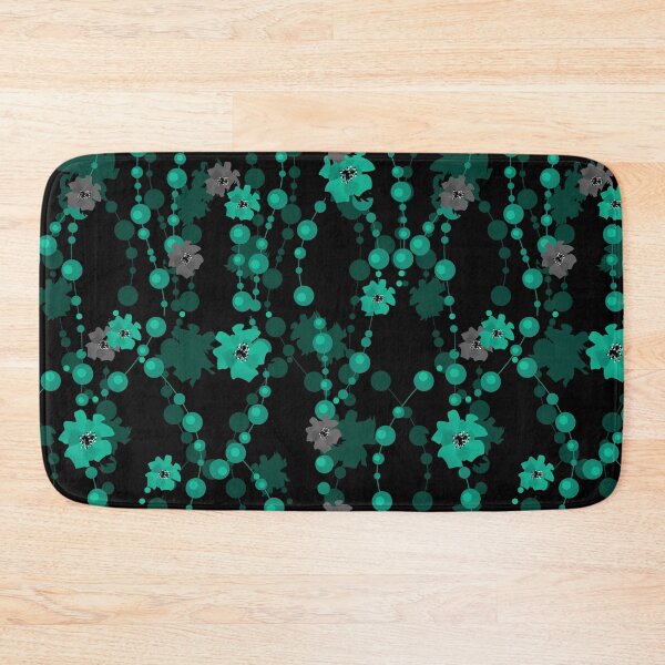 Item preview, Bicolor geometric seamless pattern. black , green, beads, seamless pattern , abstract pattern , black background , flower pattern designed and sold by fuzzyfox.