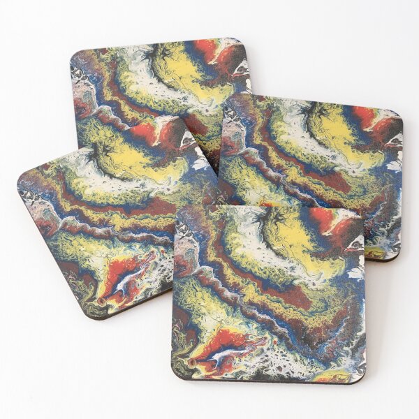 Item preview, Pour Me a Rainbow - Paint Pour Art - Unique and Vibrant Modern Home Decor for enhancing the living room, bedroom, dorm room, office or interior. Digitally manipulated acrylic painting. designed and sold by cherdoodles.
