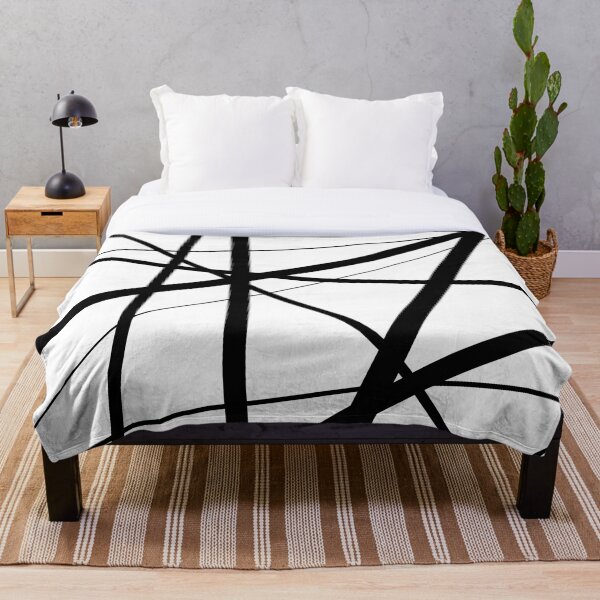 Black and White Geometric Lines Throw Blanket