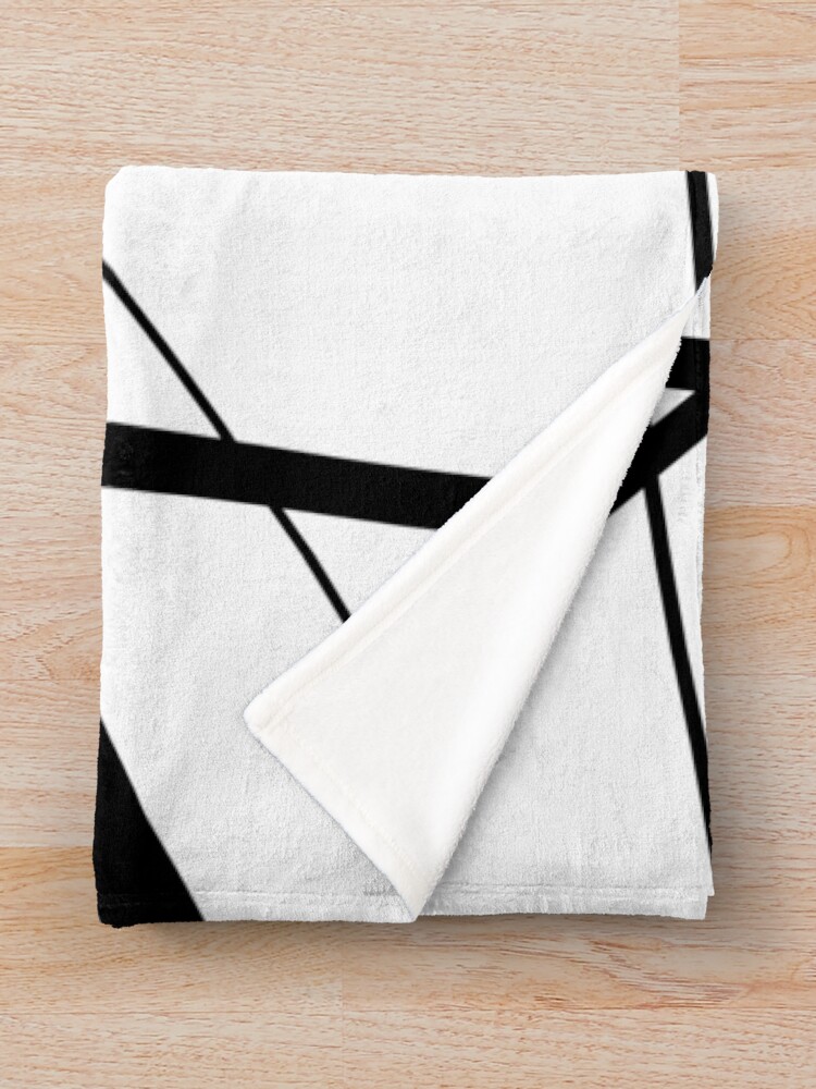 White blanket with online black lines