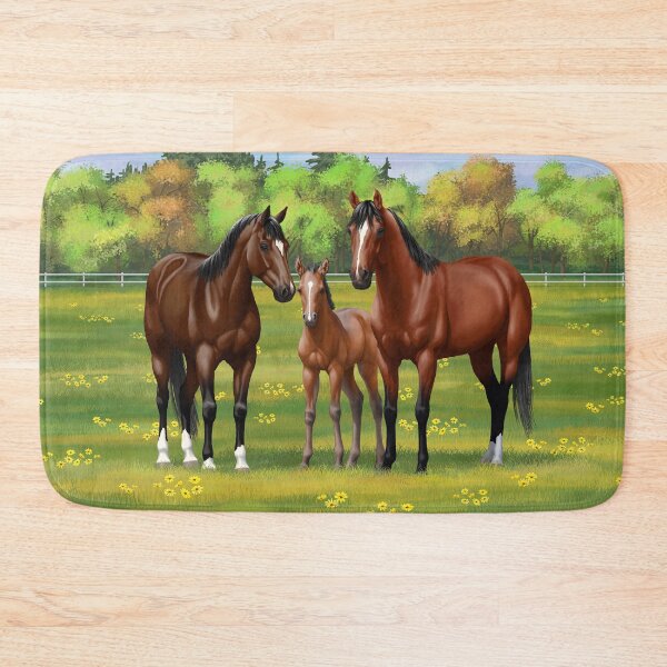 Item preview, Brown Bay Quarter Horses In Summer Pasture designed and sold by csforest.