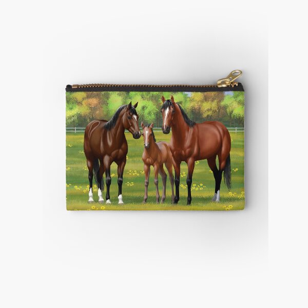 Item preview, Brown Bay Quarter Horses In Summer Pasture designed and sold by csforest.