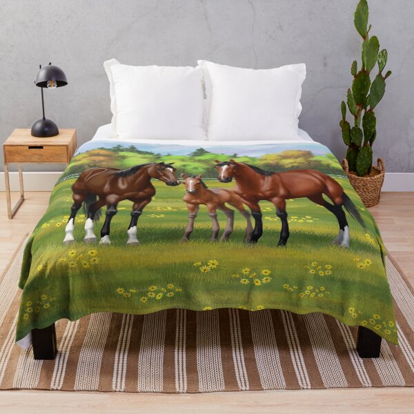 Item preview, Brown Bay Quarter Horses In Summer Pasture designed and sold by csforest.
