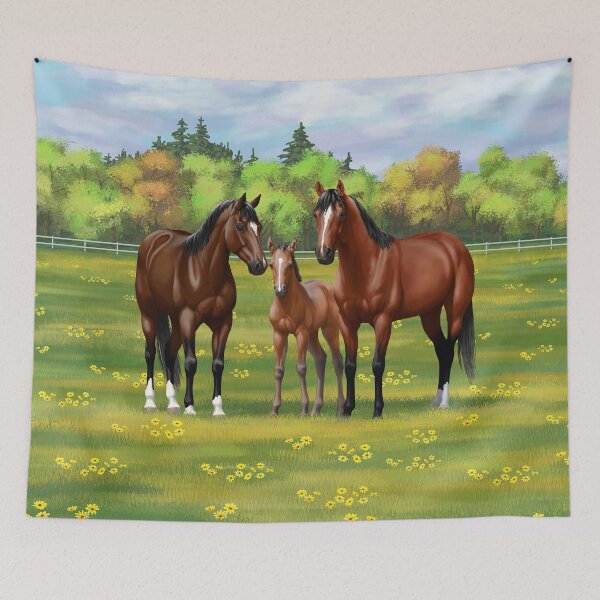 Item preview, Brown Bay Quarter Horses In Summer Pasture designed and sold by csforest.