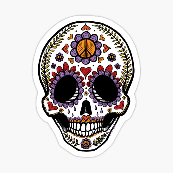 Love & Peace Sugar Skull Sticker
