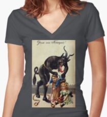 Camiseta entallada de cuello en V Saludos Krampus