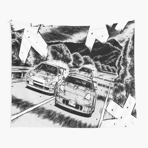 Anime manga line art by by Shuichi Shigeno of Initial D artwork