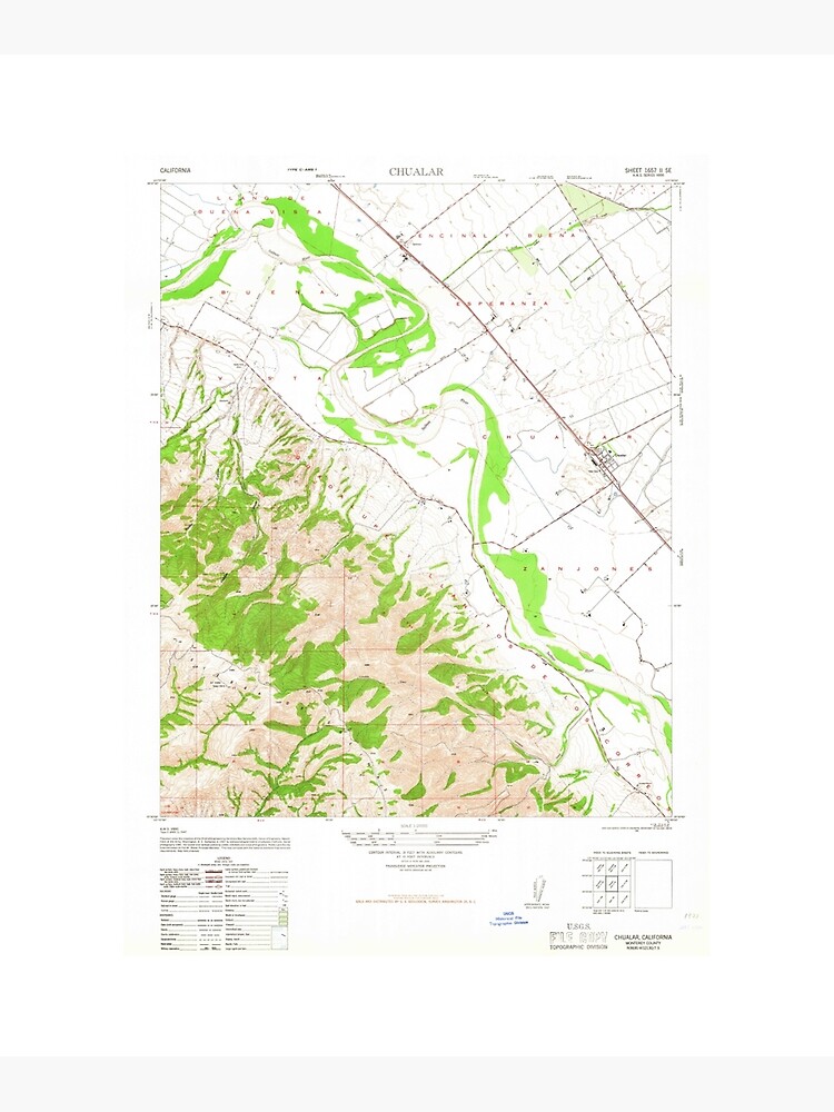 "Chualar, CA from 1947 Vintage Map High Quality" Photographic Print