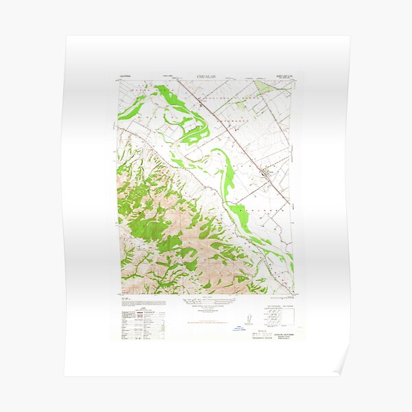 "Chualar, CA from 1947 Vintage Map High Quality" Poster for Sale by