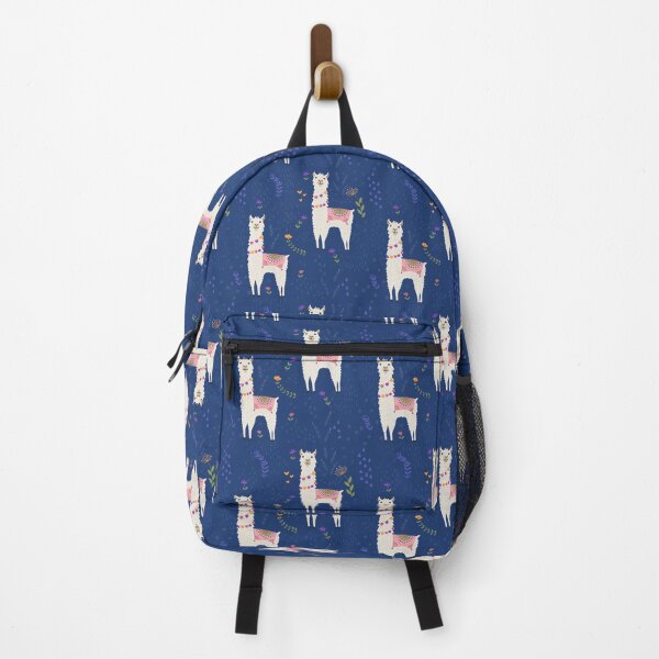 Llama on Blue Backpack