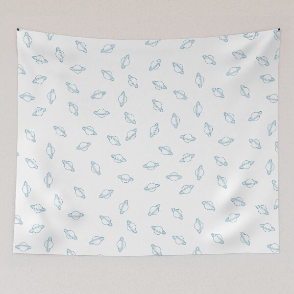 Item preview, Randomized Light Blue Planet Saturn Pattern designed and sold by Nicolette Olivier.