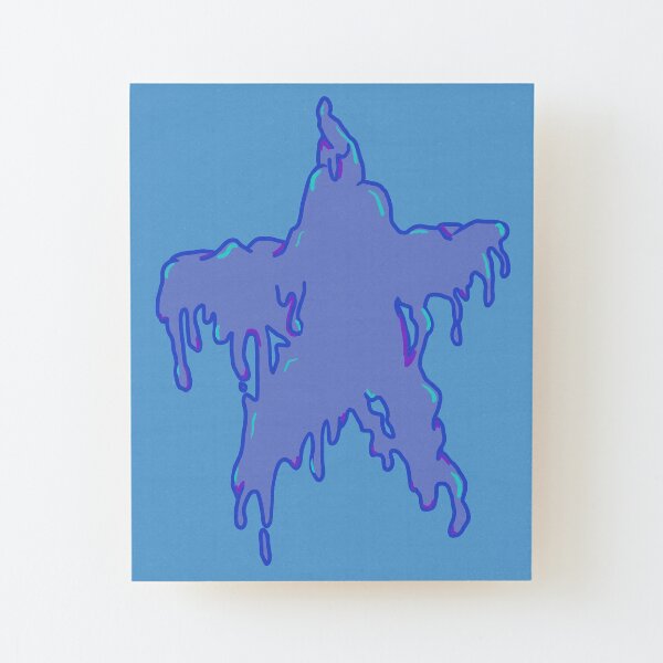 Light blue Melting Star Wood Mounted Print
