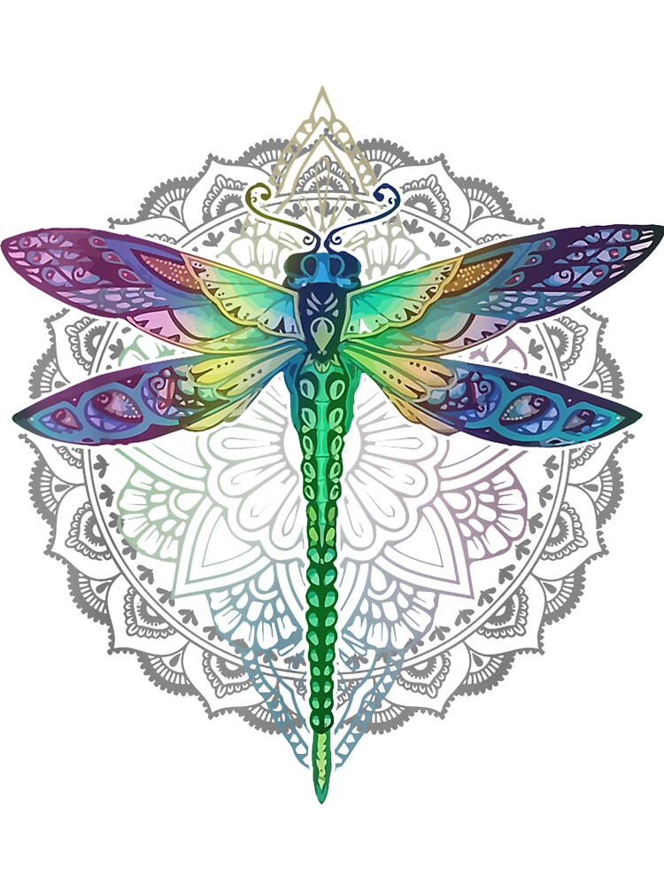 Magical Colorful Dragonfly Mandala T-Shirt & Design Magical Colorful Dragonfly Mandala T-Shirt & Design