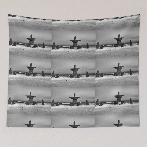 Item preview, Inuit Inukshuk on Hudson Bay in Black & White designed and sold by Carole-Anne.