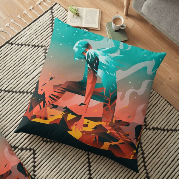 giant titan half frozen ice and half fire heat Floor Pillow