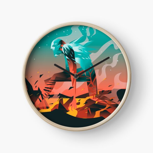giant titan half frozen ice and half fire heat Clock