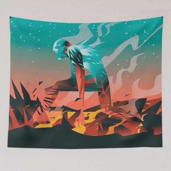 Item preview, giant titan half frozen ice and half fire heat designed and sold by matintheworld ( delcarmat ).