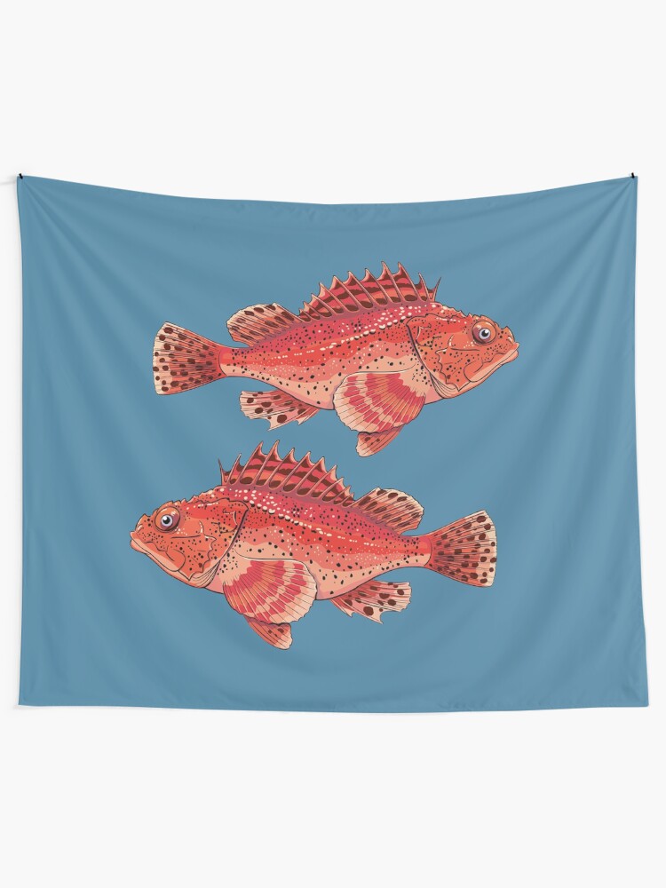 Alternate view of sea fish grouper red ugly Tapestry