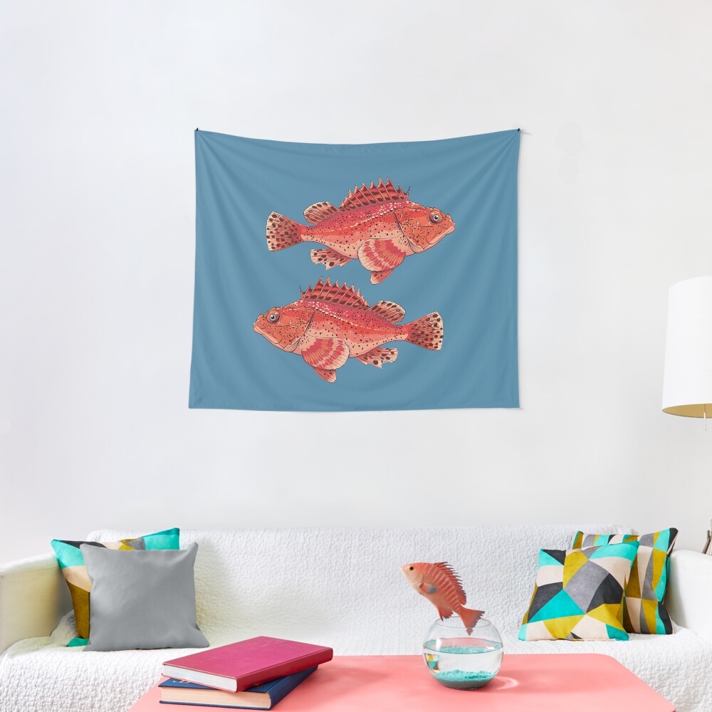 sea fish grouper red ugly Tapestry