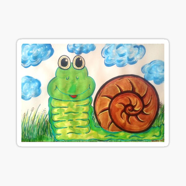 Gogo l'escargot, illustration acrylique pour enfants Sticker