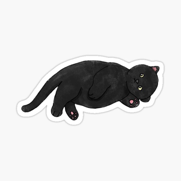 Cute Laying Down Fat Black Cat Sticker