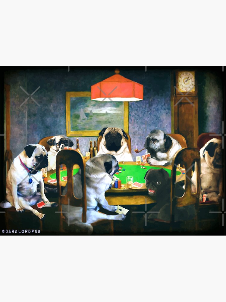 PUGS PLAYING POKER by darklordpug