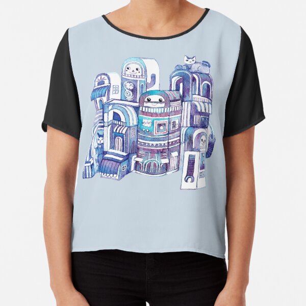 Cats in Robot Town Chiffon Top