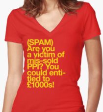 (Spam) Mis-sold PPI! (Yellow type) Women's Fitted V-Neck T-Shirt