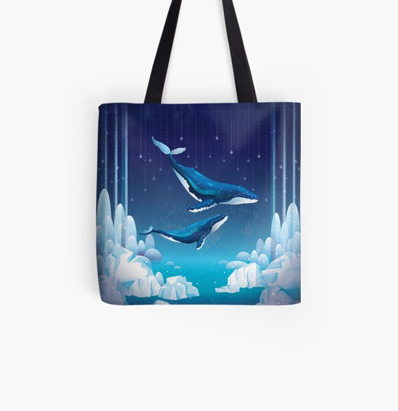 Whale Through Darkness All Over Print Tote Bag