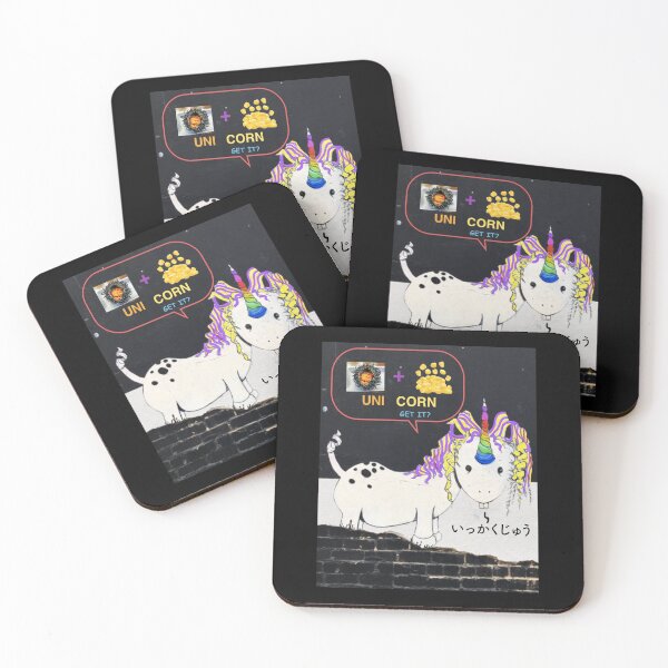 Item preview, Japanese unicorn cartoon joke-uni + corn,get it? Funny Animal Art designed and sold by Helen Marvellous.