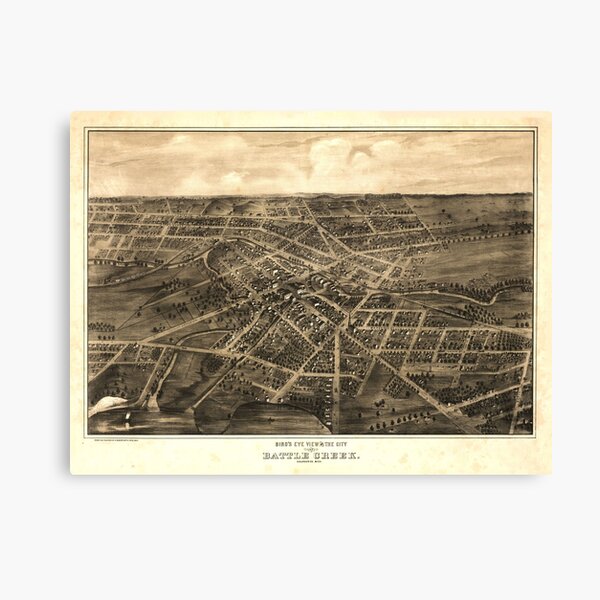 Item preview, Vintage Map of Battle Creek MI (1870) designed and sold by BravuraMedia.