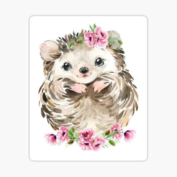 Item preview, Woodland Hedgehog with Pink Floral Poppies designed and sold by Paulele.