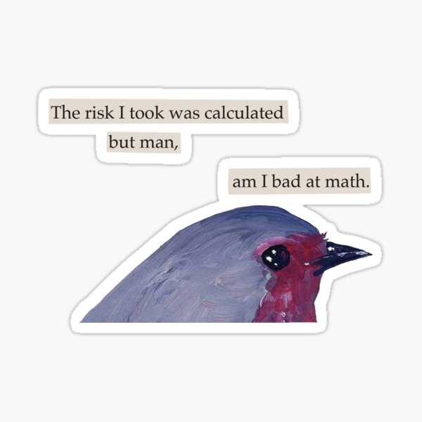 the risk i took was calculated but man am i bad at math Sticker