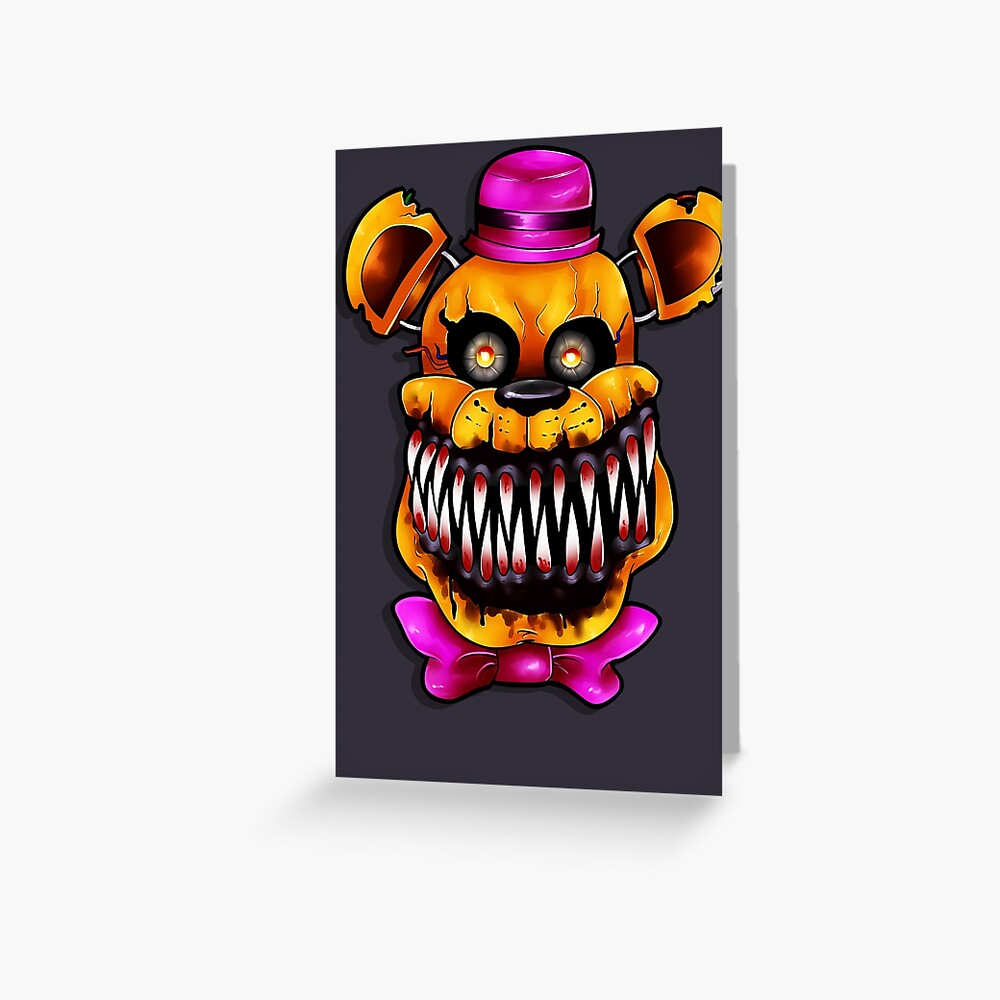 Personalized Fnaf Five Nights At Freddy's Nightmare Fredbear Birthday Card  - Red Heart Print