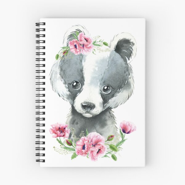 Item preview, Woodland Badger with Pink Floral Poppies designed and sold by Paulele.