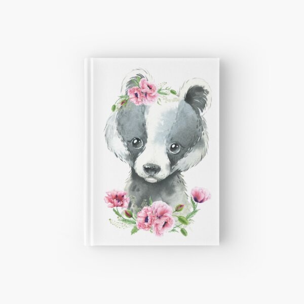 Item preview, Woodland Badger with Pink Floral Poppies designed and sold by Paulele.