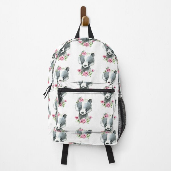 Item preview, Woodland Badger with Pink Floral Poppies designed and sold by Paulele.