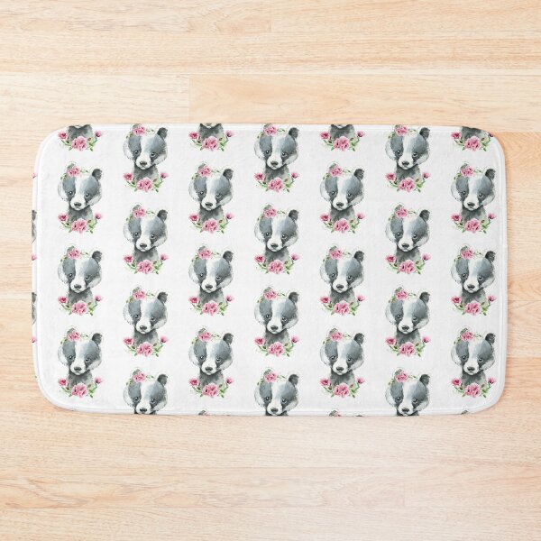 Item preview, Woodland Badger with Pink Floral Poppies designed and sold by Paulele.