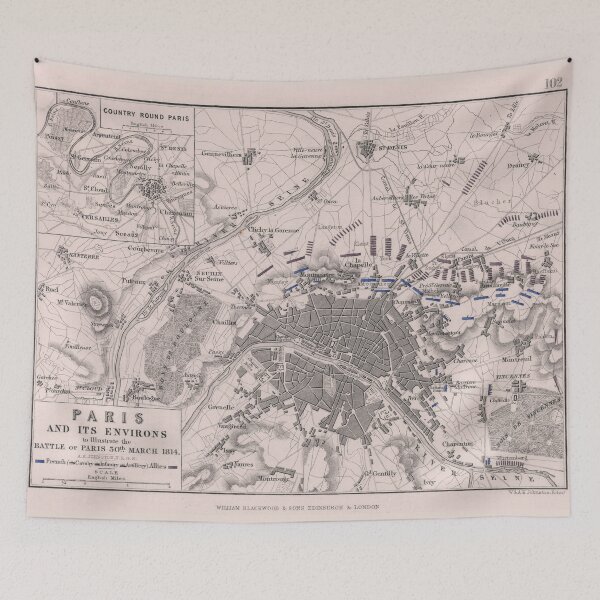Item preview, Vintage Battle of Paris Map (1814) designed and sold by BravuraMedia.