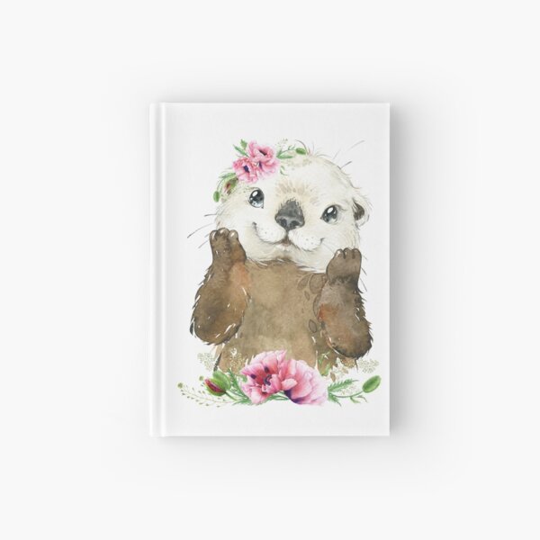 Item preview, Woodland Otter with Pink Floral Poppies designed and sold by Paulele.