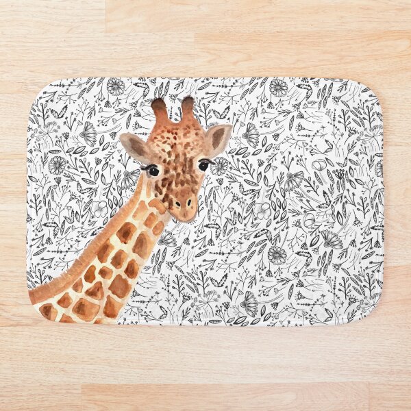 Watercolor Giraffe Bath Mat