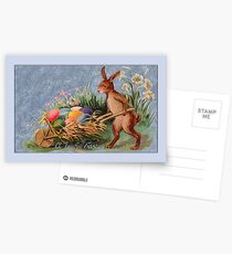 Easter Card-Bunny Pushing Cart Postcards