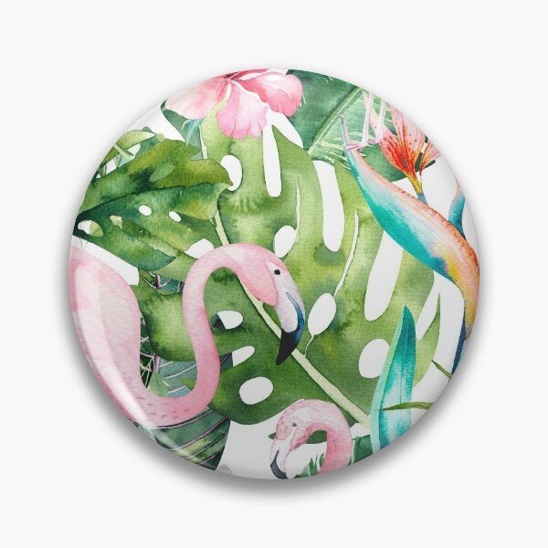 Item preview, Pink Flamingos Tropical Flowers+Foliage designed and sold by PixDezines.